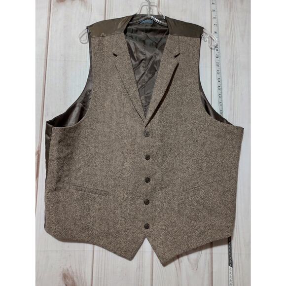 Madison Vest Mens‎ 2XL Brown Wool Blend Tailored Button Up Dress Formal XXL - Picture 1 of 6